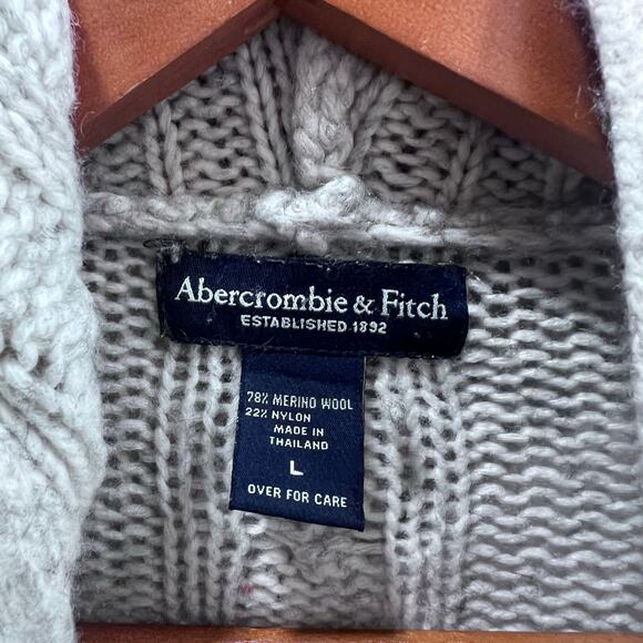 Y2K Abercrombie & Fitch Wool Blend Knit Hooded Cardigan Sweater Women's size L - Picture 4 of 10